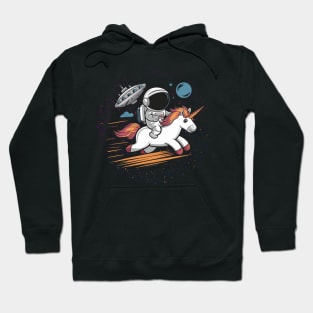 Space Escape: Astronaut Riding Fiery Unicorn Hoodie